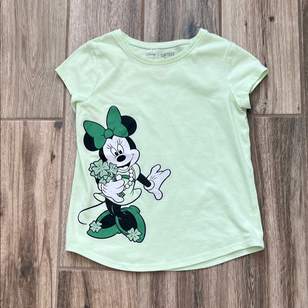 Disney Light Green Minnie Mouse Clover T-Shirt/ St. Patrick’s Day
